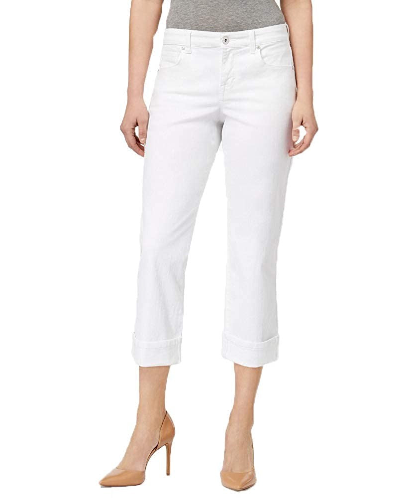 Jeans Capri Curvy-Fit Petite Feminino Style &amp; Co, Branco, Tamanho 12