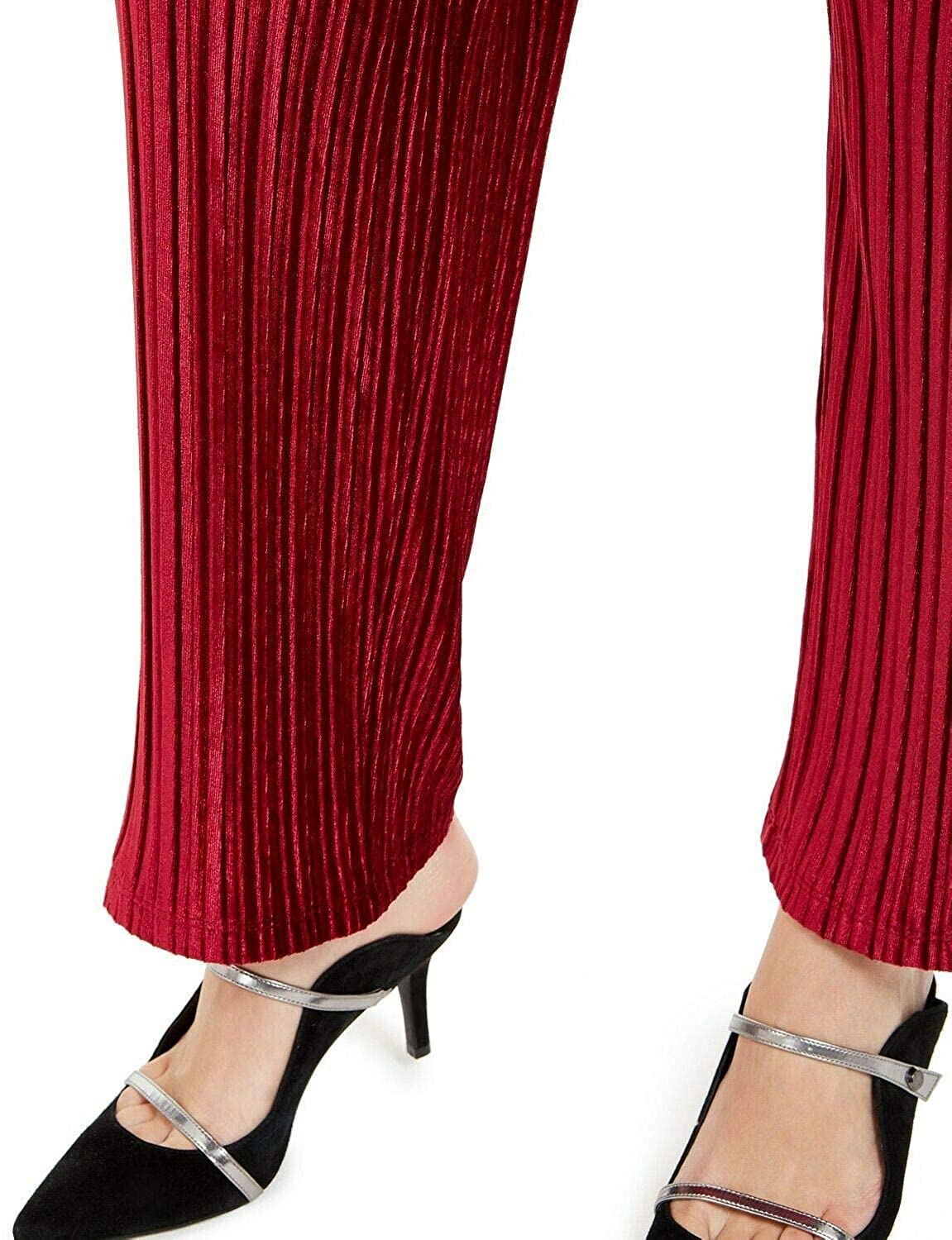 Calça feminina Alfani de veludo com perna larga, vermelha, tamanho 2, extra grande