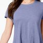 Camiseta feminina estilo &amp; co com bainha de lenço roxa, tamanho extra pequeno