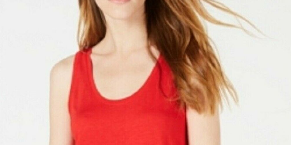 Blusa feminina Maison Jules com decote redondo, tamanho médio, vermelha, extra pequena