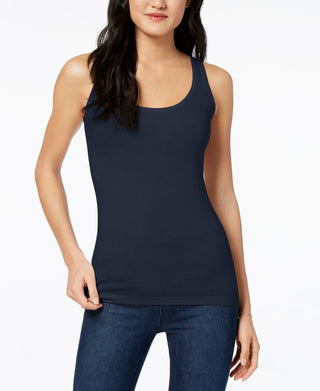 Maison Jules Women's Scoop-Neck Tank Top Blue Size XX Large