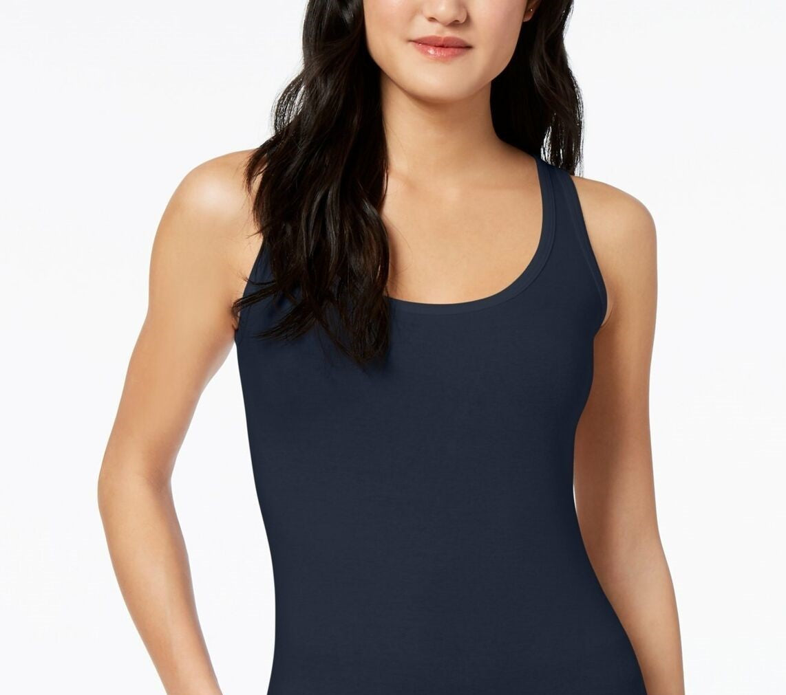 Regata feminina Maison Jules com decote redondo, azul, tamanho XXG