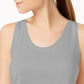 Blusa regata feminina Maison Jules com decote redondo, cinza, tamanho grande