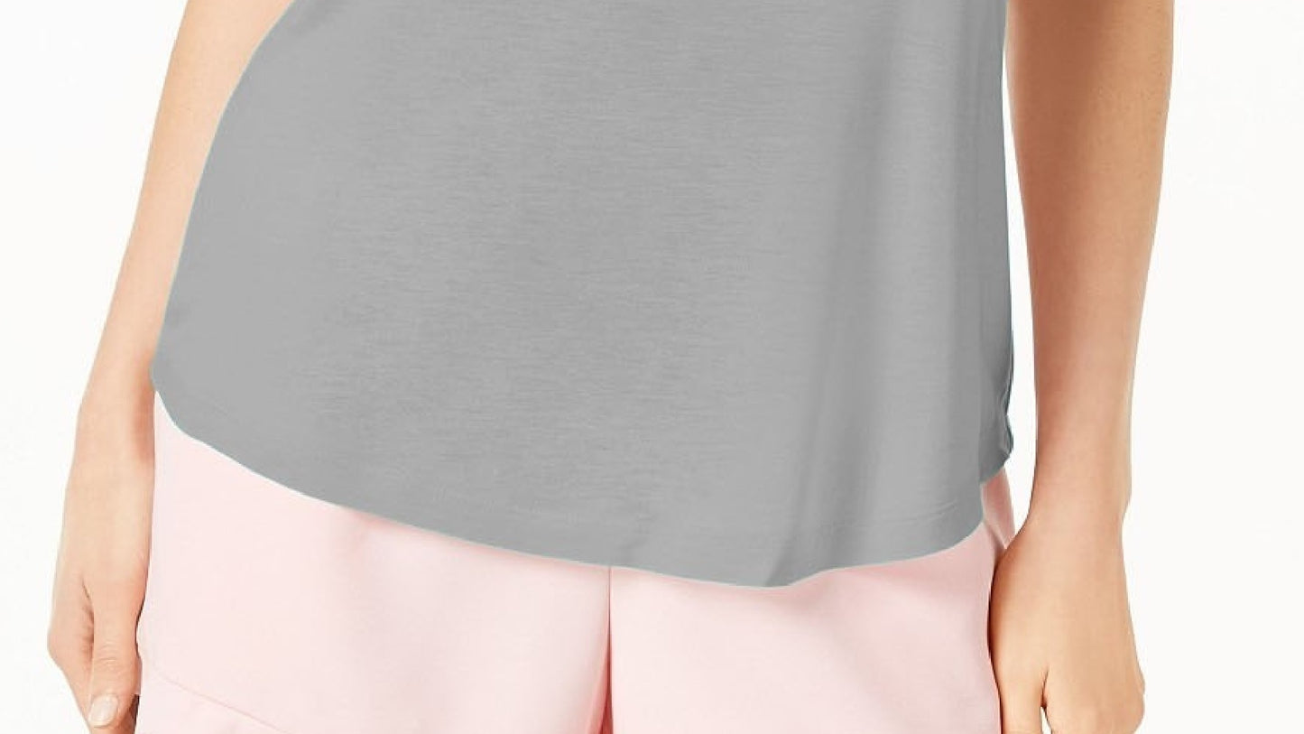 Blusa regata feminina Maison Jules com decote redondo, cinza, tamanho grande