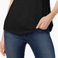 Camiseta feminina Maison Jules com decote em V e bolso aplicado, preta, tamanho grande