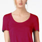 Camiseta feminina Maison Jules com decote redondo, vermelha, tamanho 2, extra grande