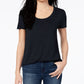 Camiseta feminina com decote redondo Maison Jules, preta, tamanho XX-G