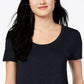 Camiseta feminina com decote redondo Maison Jules, preta, tamanho XX-G