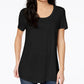 Camiseta feminina Maison Jules com decote redondo, preta, tamanho grande