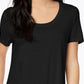 Camiseta feminina Maison Jules com decote redondo, preta, tamanho grande