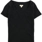 Camiseta feminina Maison Jules com decote redondo, preta, tamanho médio