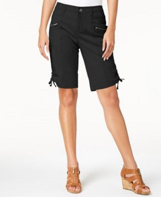 Bermuda cargo feminina com zíper Style &amp; Co, preta, tamanho 6