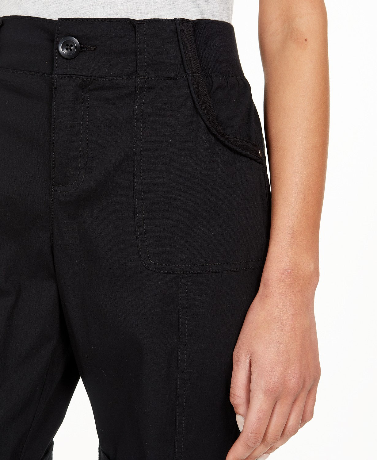 Bermuda feminina estilo &amp; co com aba enrolada, preta, tamanho 4