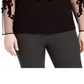 Suéter feminino de veludo flocado com manga de malha, preto, tamanho 2X, da INC International Concepts