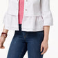 Jaqueta jeans feminina com babados Style &amp; Co, tamanho natural, pequena