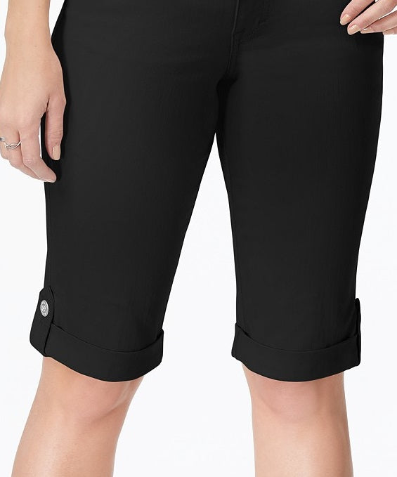 Shorts jeans skinny com punho feminino Style &amp; Co, preto, tamanho 12