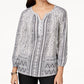 Blusa feminina com decote aberto Style &amp; Co, branca, tamanho extra pequeno