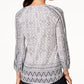 Blusa feminina com decote aberto Style &amp; Co, branca, tamanho extra pequeno