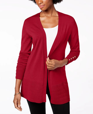 Cardigan feminino Charter Club com frente aberta, vermelho, tamanho extra grande