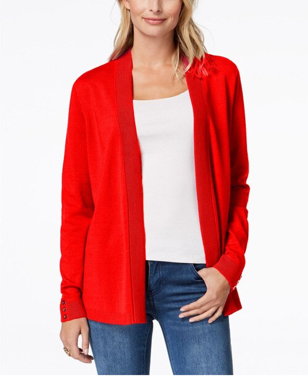 Cardigan feminino Charter Club com frente aberta, vermelho, tamanho X-S