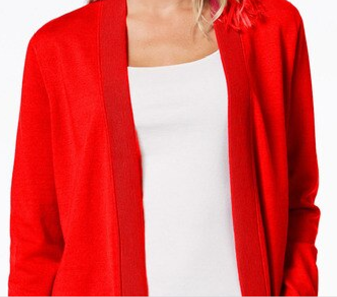 Cardigan feminino Charter Club com frente aberta, vermelho, tamanho X-S