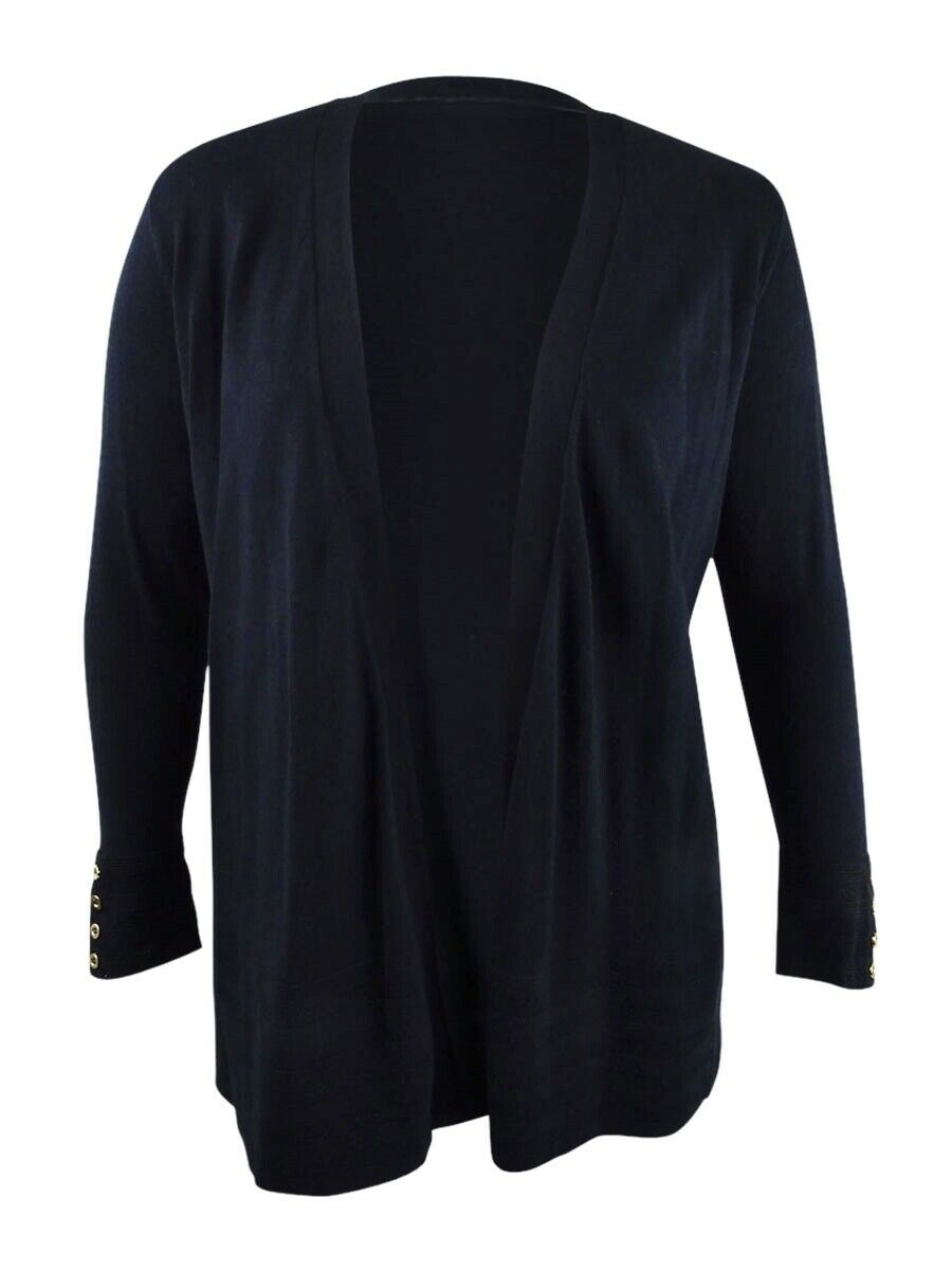 Cardigan feminino plus size com acabamento em pontilhado e acabamento em ponto cruz Charter Club, preto, tamanho OX