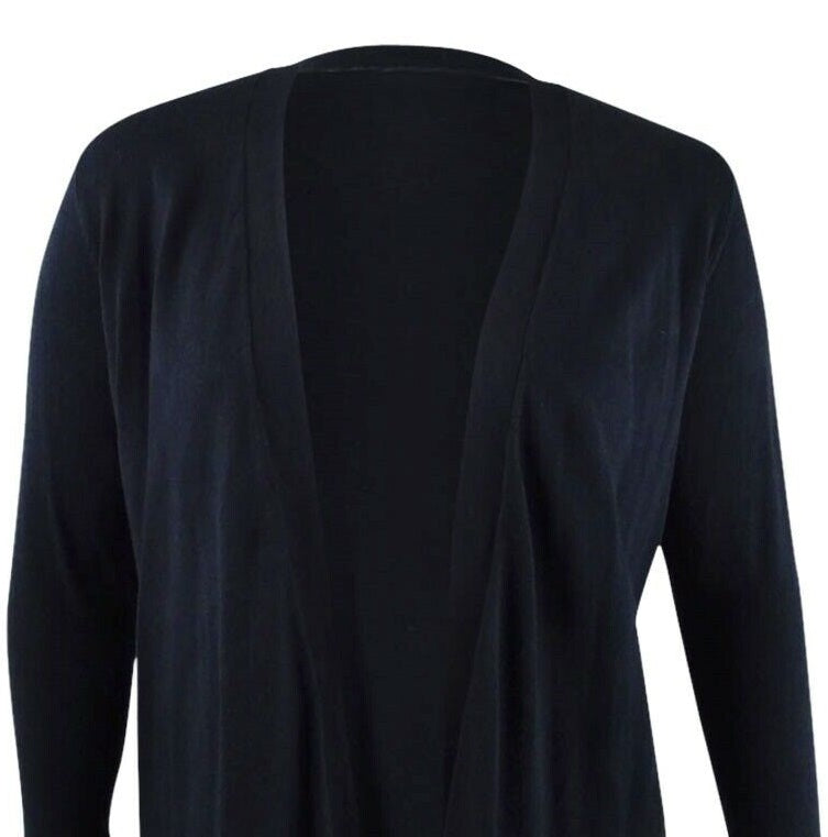 Cardigan feminino plus size com acabamento em pontilhado e acabamento em ponto cruz Charter Club, preto, tamanho OX