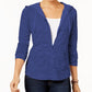 Jaqueta feminina Style &amp; Co com zíper frontal, azul, tamanho extra pequeno