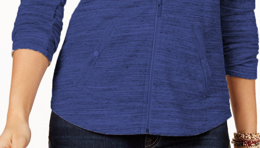 Jaqueta feminina Style &amp; Co com zíper frontal, azul, tamanho extra pequeno