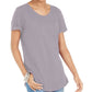 Camiseta feminina de algodão com gola redonda, tamanho grande, cinza, estilo &amp; co