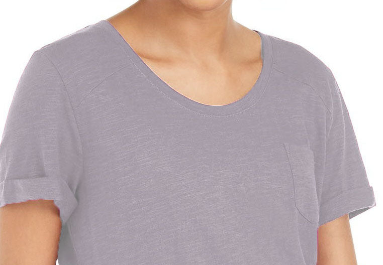 Camiseta feminina de algodão com gola redonda, tamanho grande, cinza, estilo &amp; co