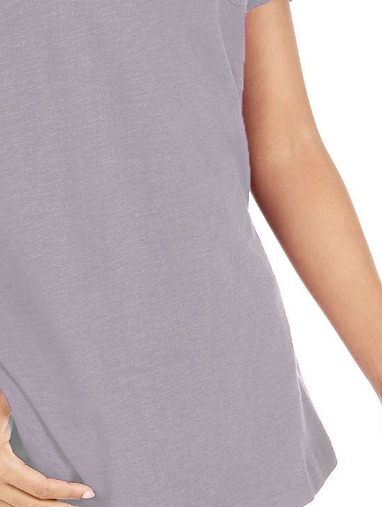 Camiseta feminina de algodão com gola redonda, tamanho grande, cinza, estilo &amp; co