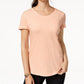 Camiseta feminina de algodão com gola redonda, estilo &amp; co, rosa, tamanho médio