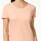 Camiseta feminina de algodão com gola redonda, estilo &amp; co, rosa, tamanho médio