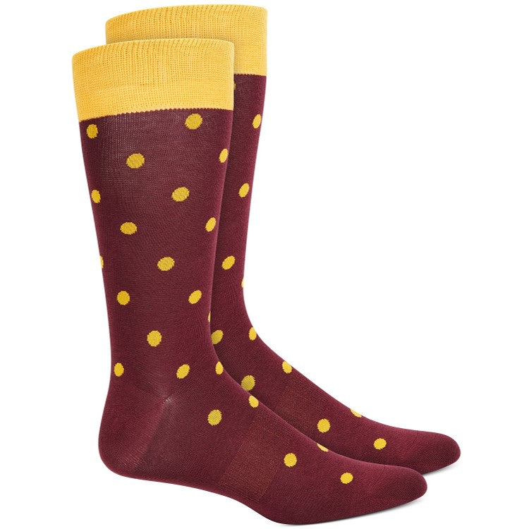 Meias masculinas Bar III com bolinhas, tamanho vinho, regular