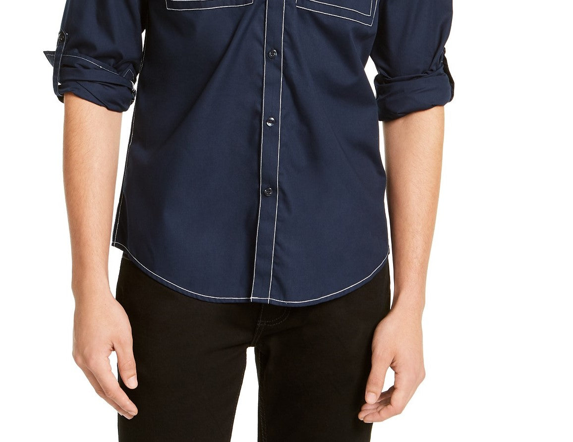 Camisa utilitária masculina INC International Concepts, azul marinho, tamanho pequeno