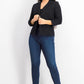 Blazer de malha feminino Maison Jules com manga 3/4, preto profundo, tamanho 2, extra pequeno