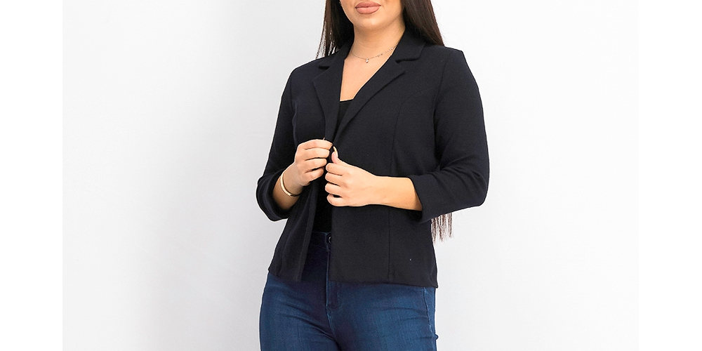 Blazer de malha feminino Maison Jules com manga 3/4, preto profundo, tamanho 2, extra pequeno