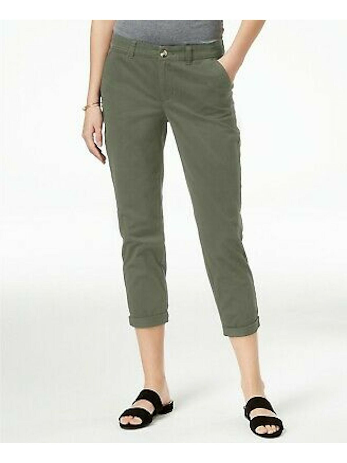 Calça feminina slim fit Maison Jules, verde, tamanho 8