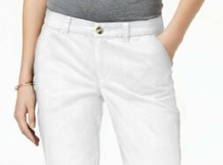 Calça feminina slim Maison Jules, branca, tamanho 8