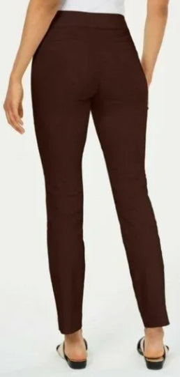 Calça feminina Chelsea Tummy Control Skinny Leg Tornozelo Charter Club Marrom Tamanho 4