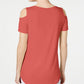 Camiseta feminina JM Collection com ombros descobertos e manga curta, rosa, tamanho extra pequeno