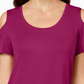 Camiseta feminina JM Collection com ombros descobertos, roxa, tamanho extragrande