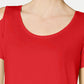 Camiseta feminina JM Collection com ombros descobertos e manga curta, vermelha brilhante, tamanho extra pequeno