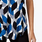Camiseta feminina estampada Alfani, azul-petróleo, texto, folhas, tamanho pequeno
