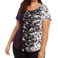 Blusa estampada plus size feminina Alfani, azul marinho, tamanho 3X