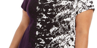 Blusa estampada plus size feminina Alfani, azul marinho, tamanho 3X