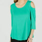 JM Collection Blusa feminina com ombros descobertos, verde, tamanho grande