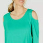 JM Collection Blusa feminina com ombros descobertos, verde, tamanho grande