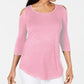 JM Collection Top feminino de ombro descoberto rosa tamanho grande